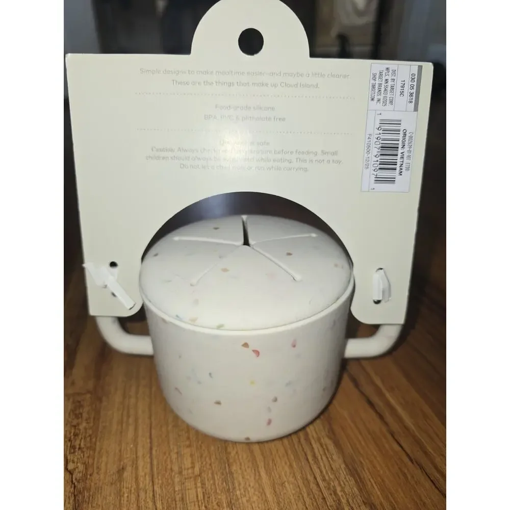 Cloud Island silicone snack cup confetti speckle two side handle small child s33